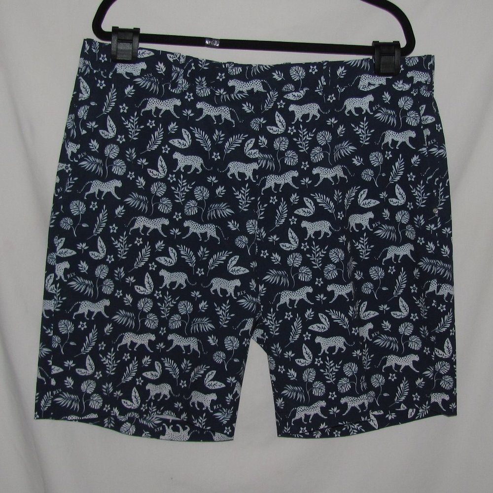 Mens' RLX Ralph Lauren Navy Blue White Cheetah Performance Golf Shorts Size 40